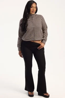 Bloom Knit Jacket Beige/Chocolate Stripe