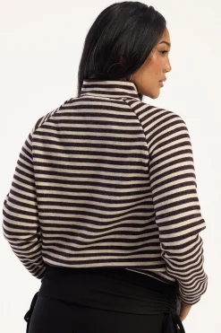 Bloom Knit Jacket Beige/Chocolate Stripe