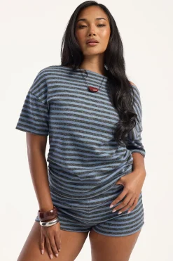 Bloom Knit Short Grey Blue Stripe