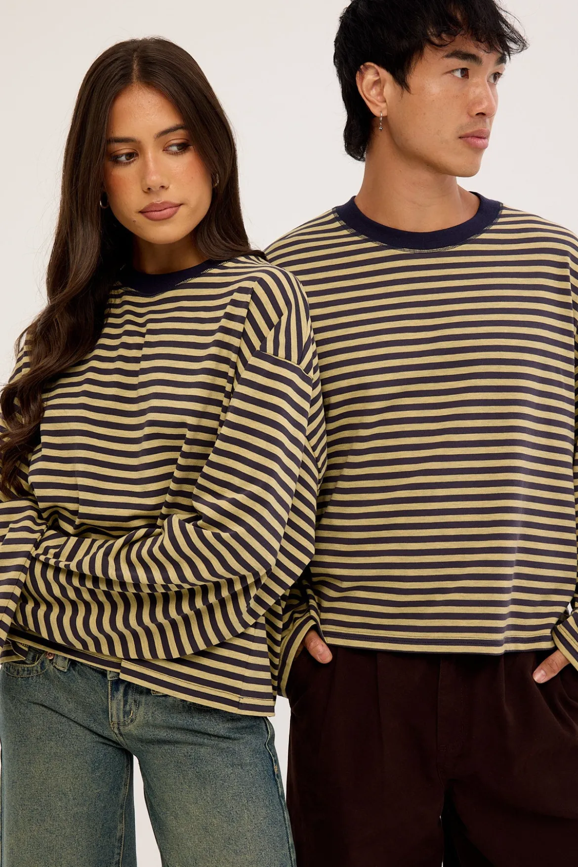 Bloom Long Sleeve Beige Stripe