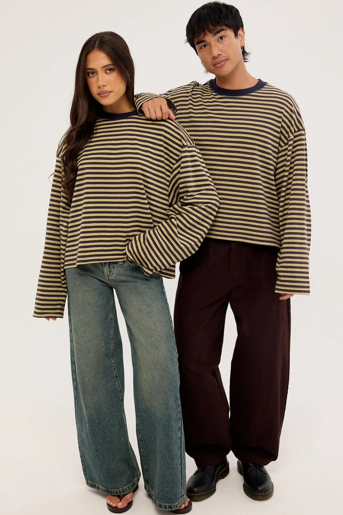 Bloom Long Sleeve Beige Stripe