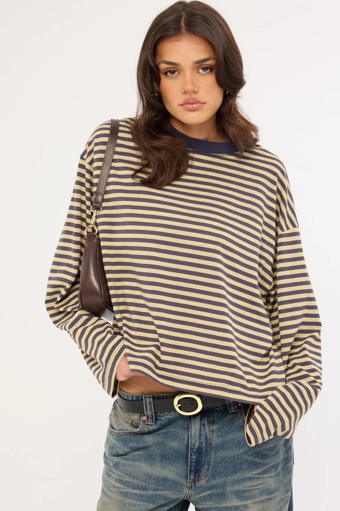 Bloom Long Sleeve Beige Stripe