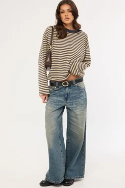 Bloom Long Sleeve Beige Stripe