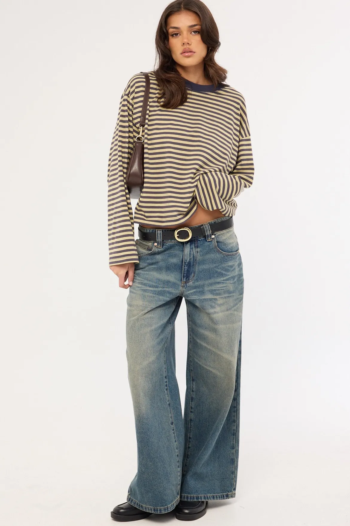Bloom Long Sleeve Beige Stripe