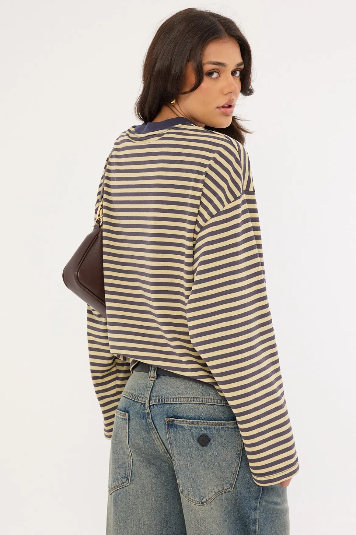 Bloom Long Sleeve Beige Stripe