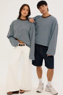 Bloom Long Sleeve Chocolate Sea Stripe