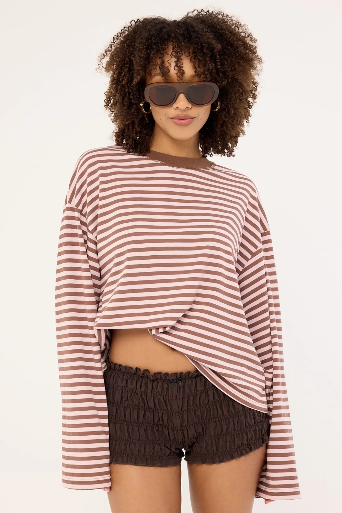 Bloom Long Sleeve Chocolate Blush Stripe