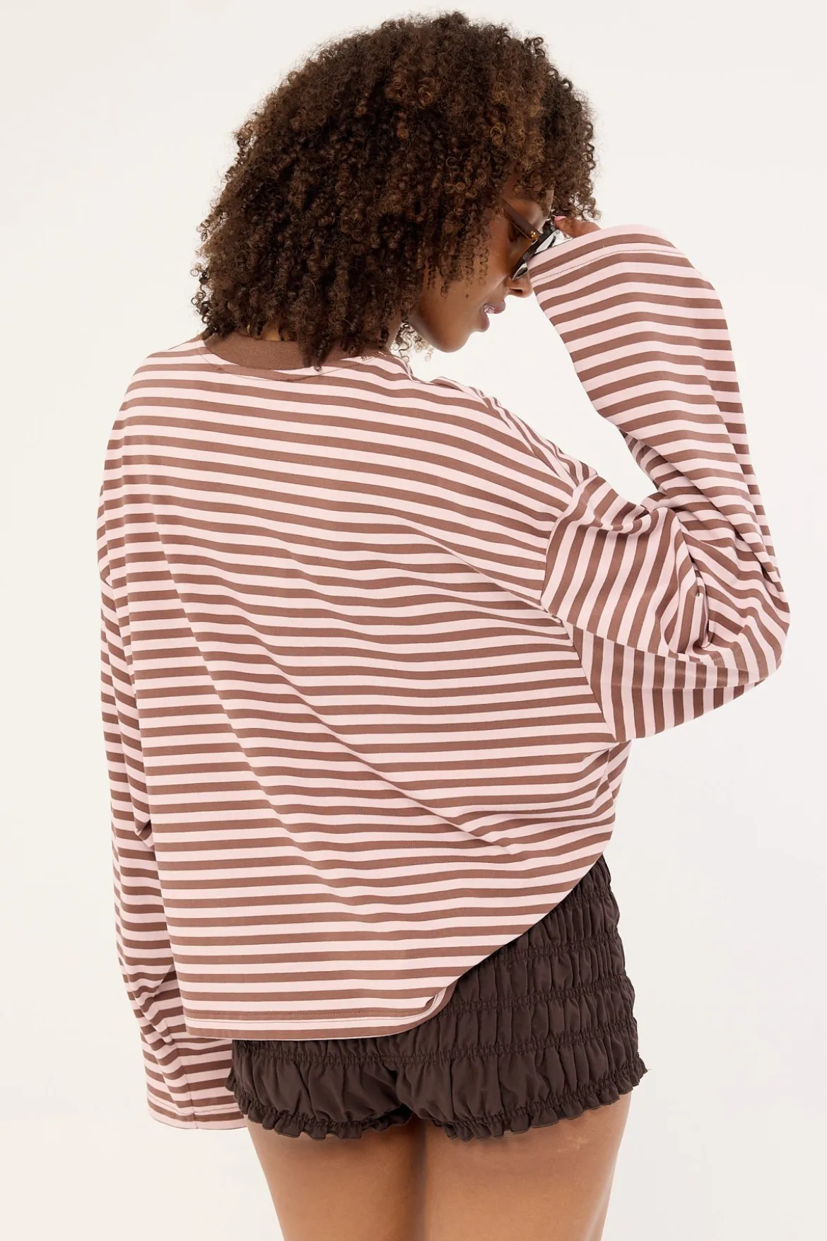 Bloom Long Sleeve Chocolate Blush Stripe