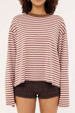 Bloom Long Sleeve Chocolate Blush Stripe