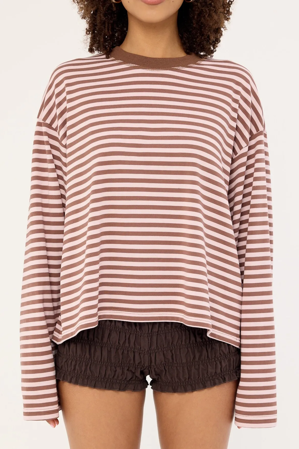 Bloom Long Sleeve Chocolate Blush Stripe