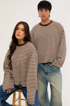 Bloom Long Sleeve Dark Chocolate Stripe