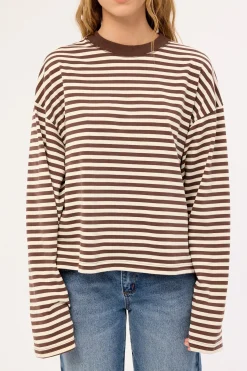 Bloom Long Sleeve Dark Chocolate Stripe
