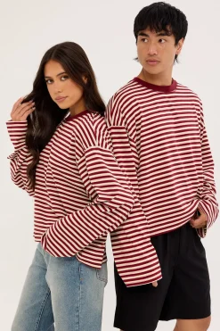 Bloom Long Sleeve Wine Stripe