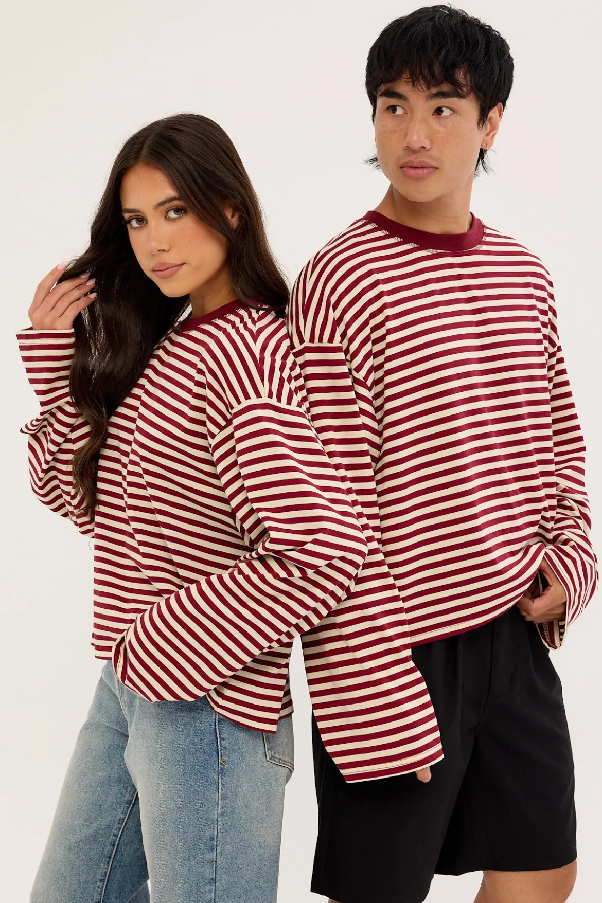 Bloom Long Sleeve Wine Stripe