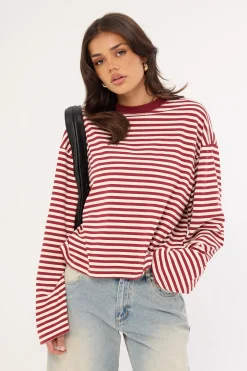 Bloom Long Sleeve Wine Stripe