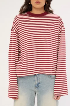Bloom Long Sleeve Wine Stripe