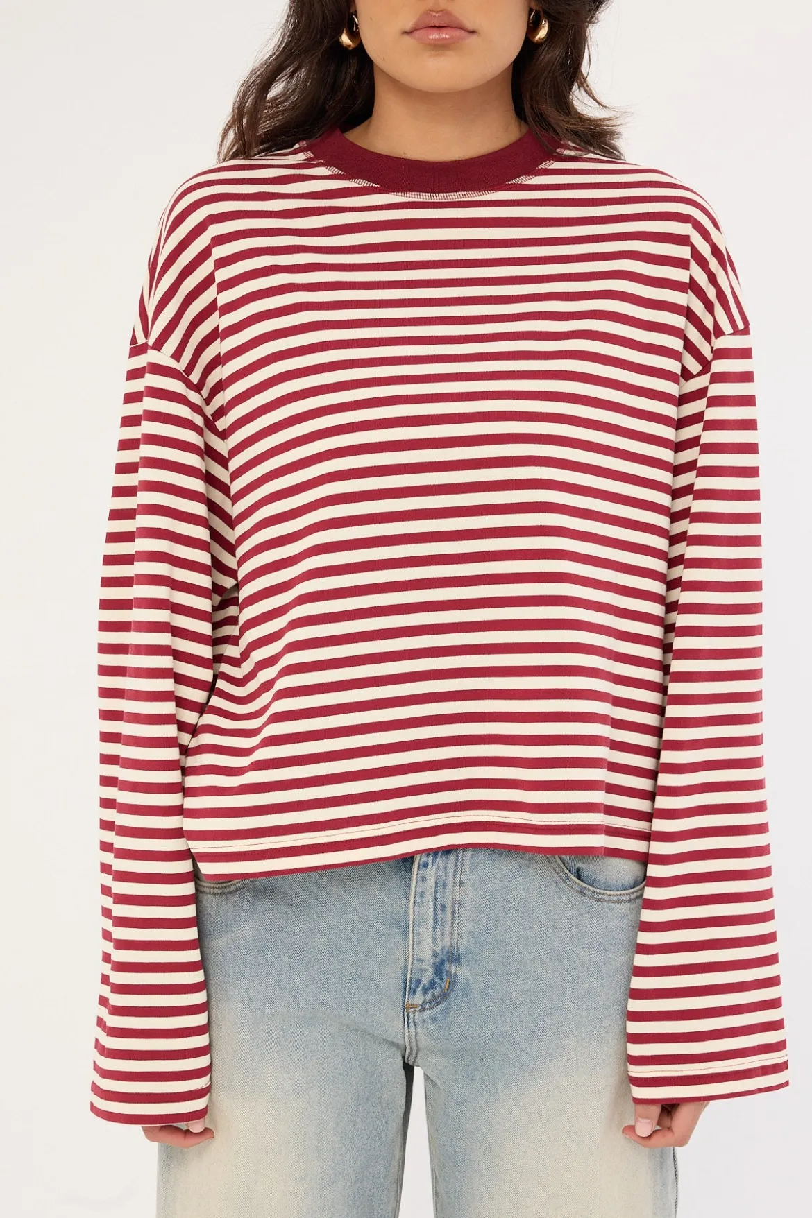 Bloom Long Sleeve Wine Stripe