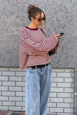 Bloom Long Sleeve Wine Stripe
