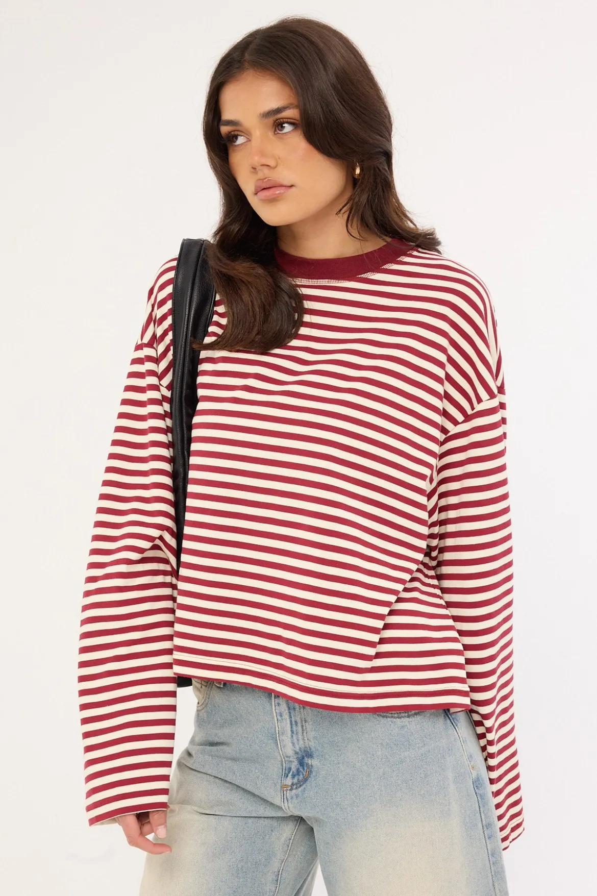 Bloom Long Sleeve Wine Stripe