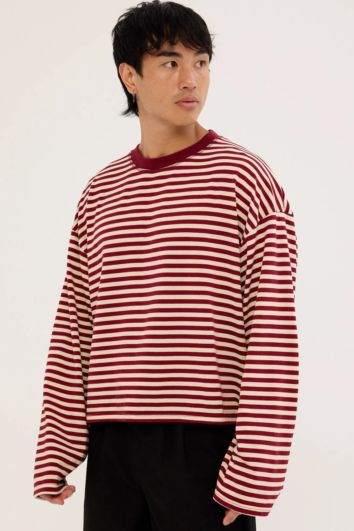 Bloom Long Sleeve Wine Stripe