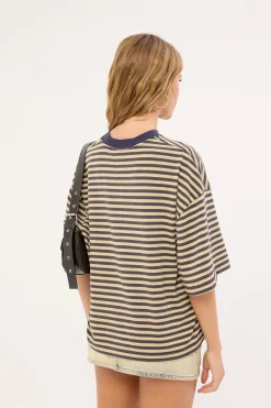 Bloom Short Sleeve Beige Stripe