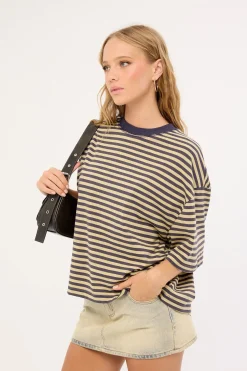 Bloom Short Sleeve Beige Stripe