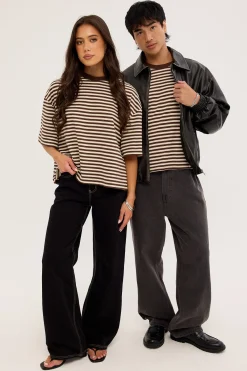 Bloom Short Sleeve Dark Chocolate Stripe