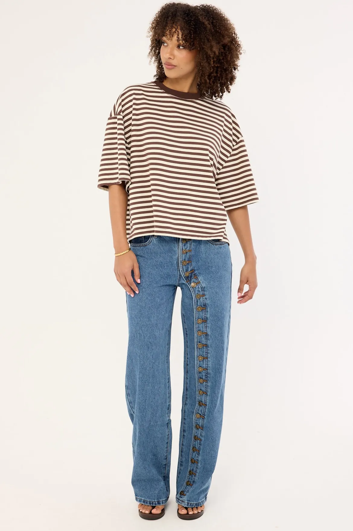 Bloom Short Sleeve Dark Chocolate Stripe