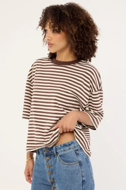 Bloom Short Sleeve Dark Chocolate Stripe