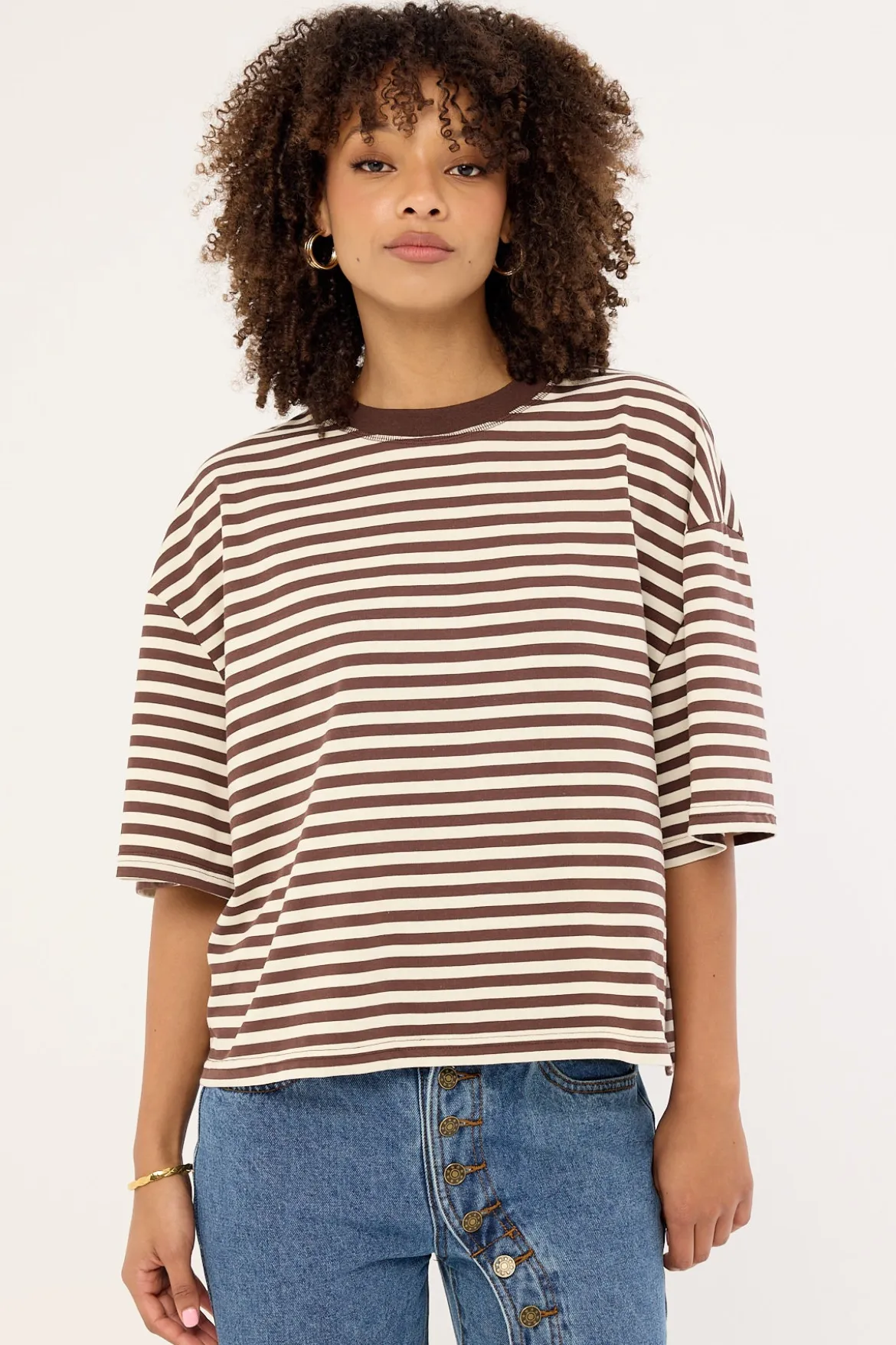 Bloom Short Sleeve Dark Chocolate Stripe