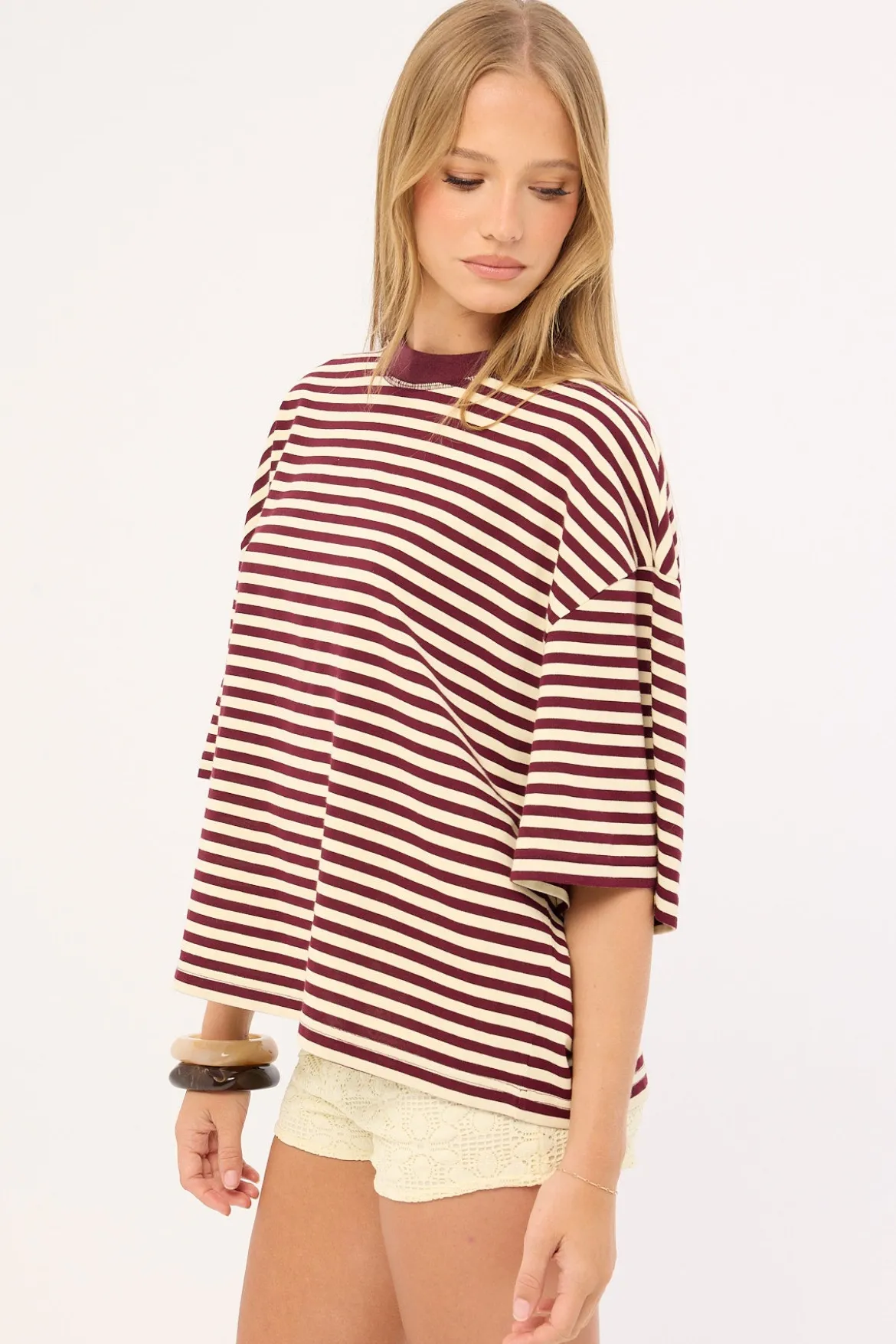 Bloom Short Sleeve Plum Stripe