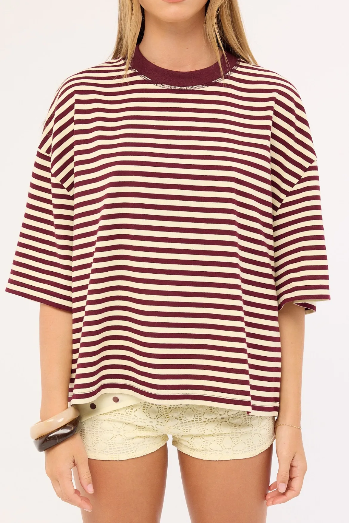 Bloom Short Sleeve Plum Stripe