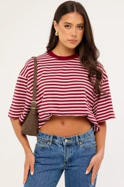 Bloom Short Sleeve Raspberry Blush Stripe
