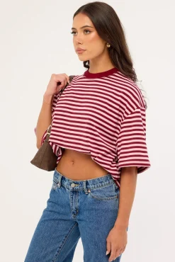 Bloom Short Sleeve Raspberry Blush Stripe