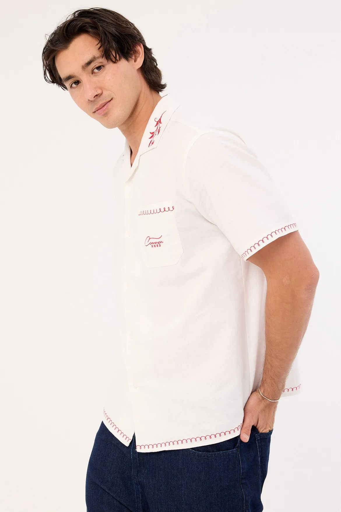 Bloomed Linen Resort Shirt White
