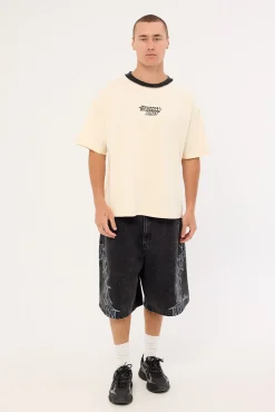 Bones Barned Denim Shorts Washed Black