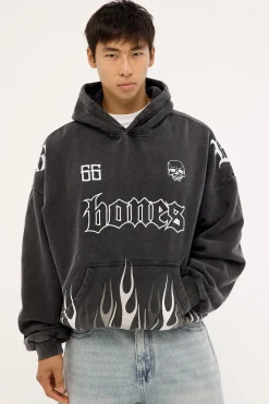 Bones Burner Hoodie Washed Black