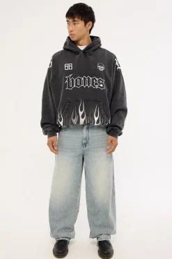 Bones Burner Hoodie Washed Black