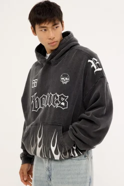 Bones Burner Hoodie Washed Black