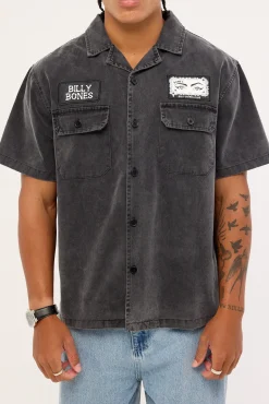 Bones Garage Work Shirt Washed Black