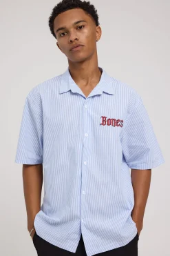 Bones Gothic Striped Shirt Blue/White