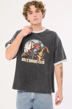 Bones Rodeo 2.0 Boxy Ringer Tee Washed Black