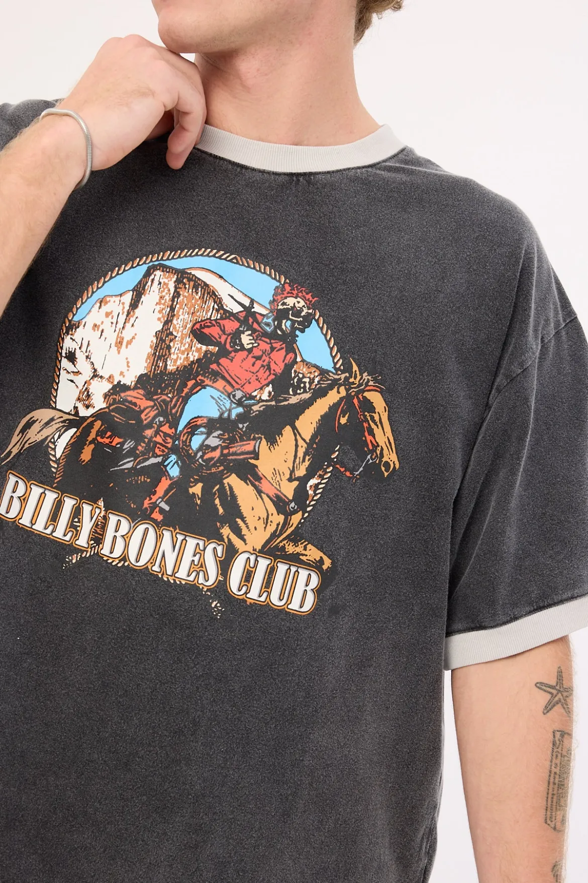 Bones Rodeo 2.0 Boxy Ringer Tee Washed Black