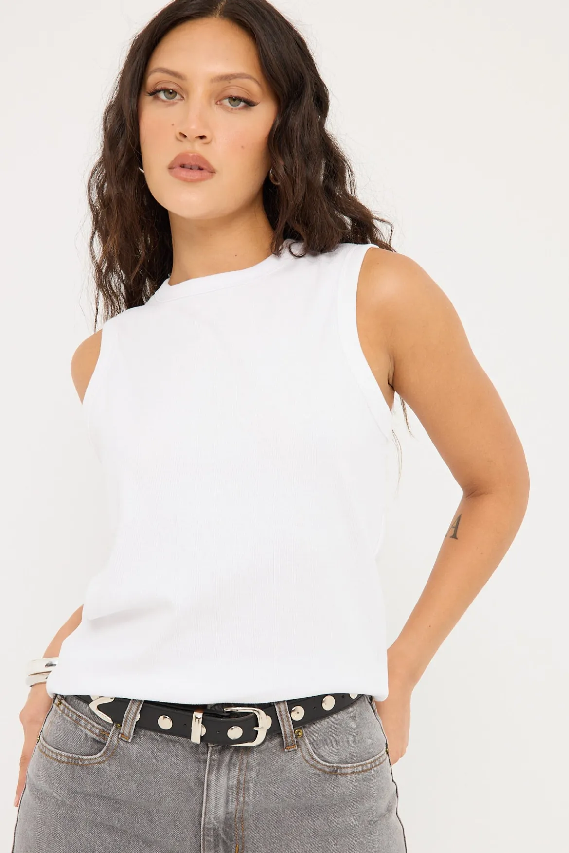 Bound High Neck Tank White