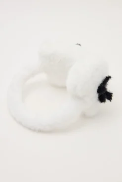 Bow Heart Ear Muffs White