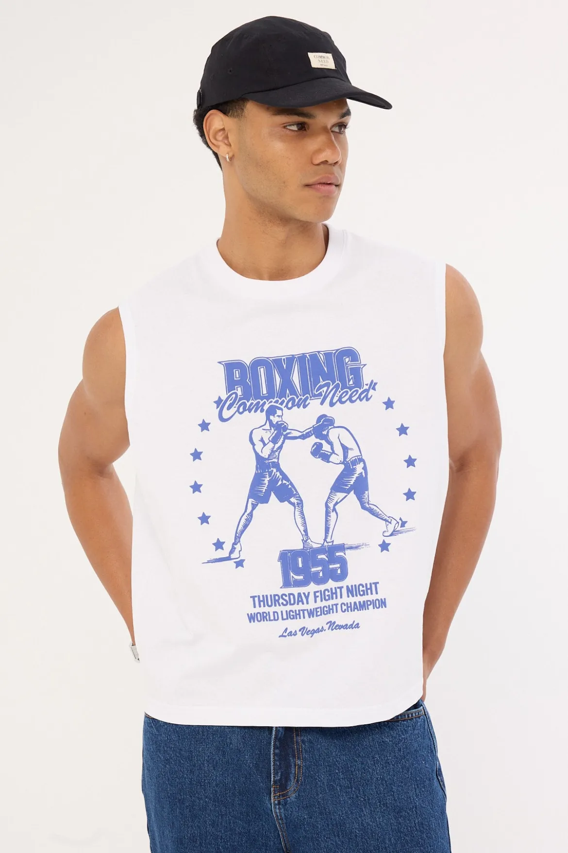 Boxing Cropped Muscle Tank White