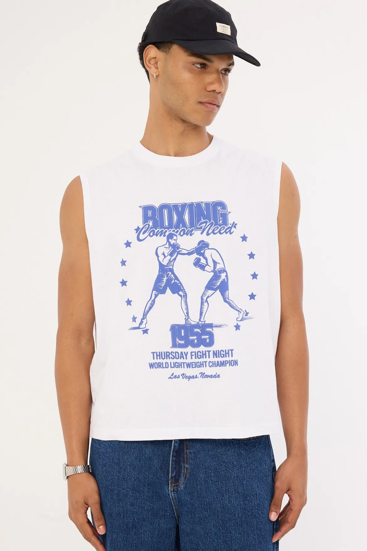 Boxing Cropped Muscle Tank White