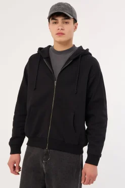Boxy Zip Hoodie Black
