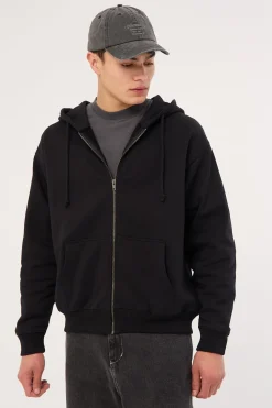 Boxy Zip Hoodie Black