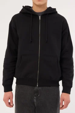 Boxy Zip Hoodie Black